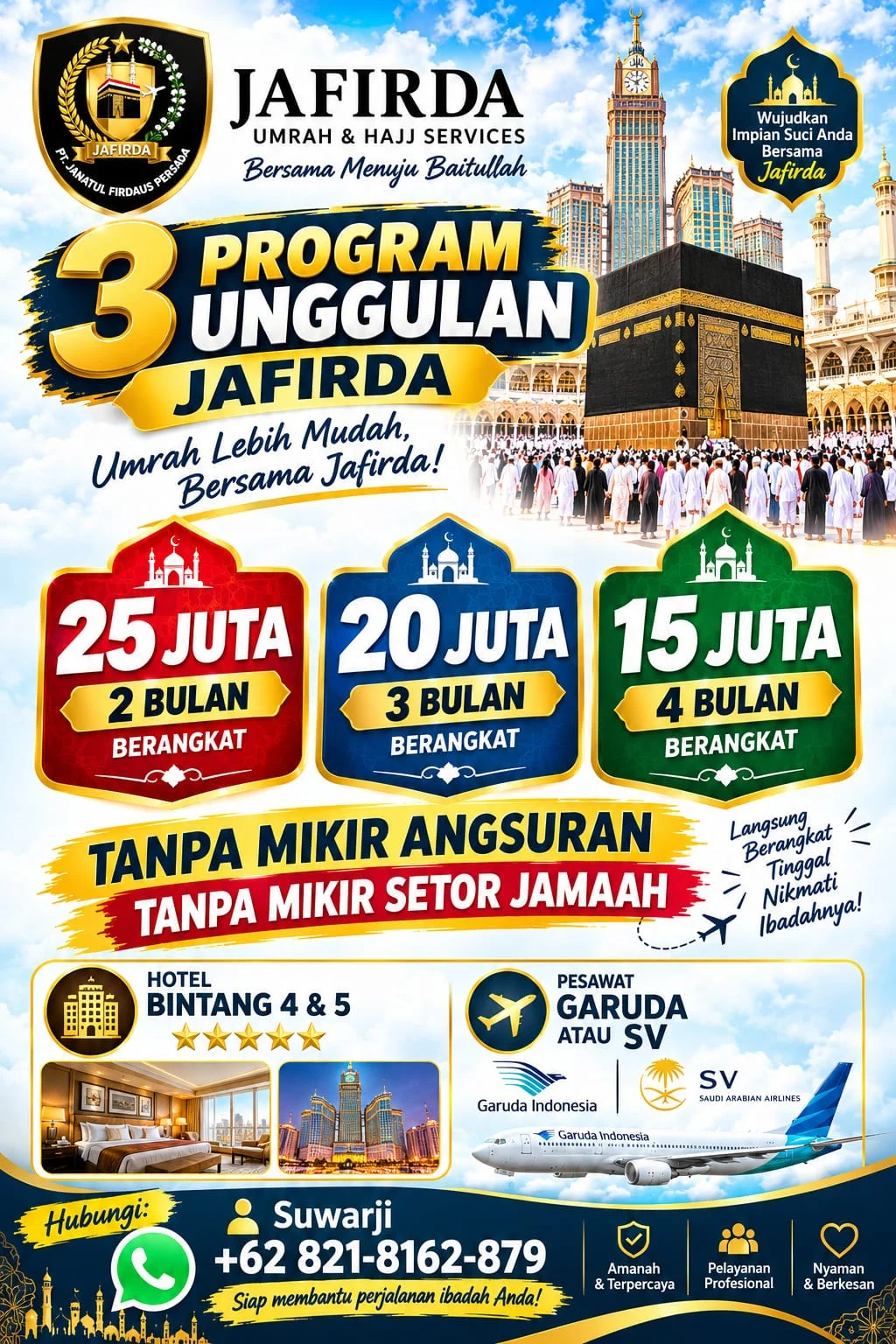 Program unggulan umrah JAFIRDA dengan pilihan program dan biaya
